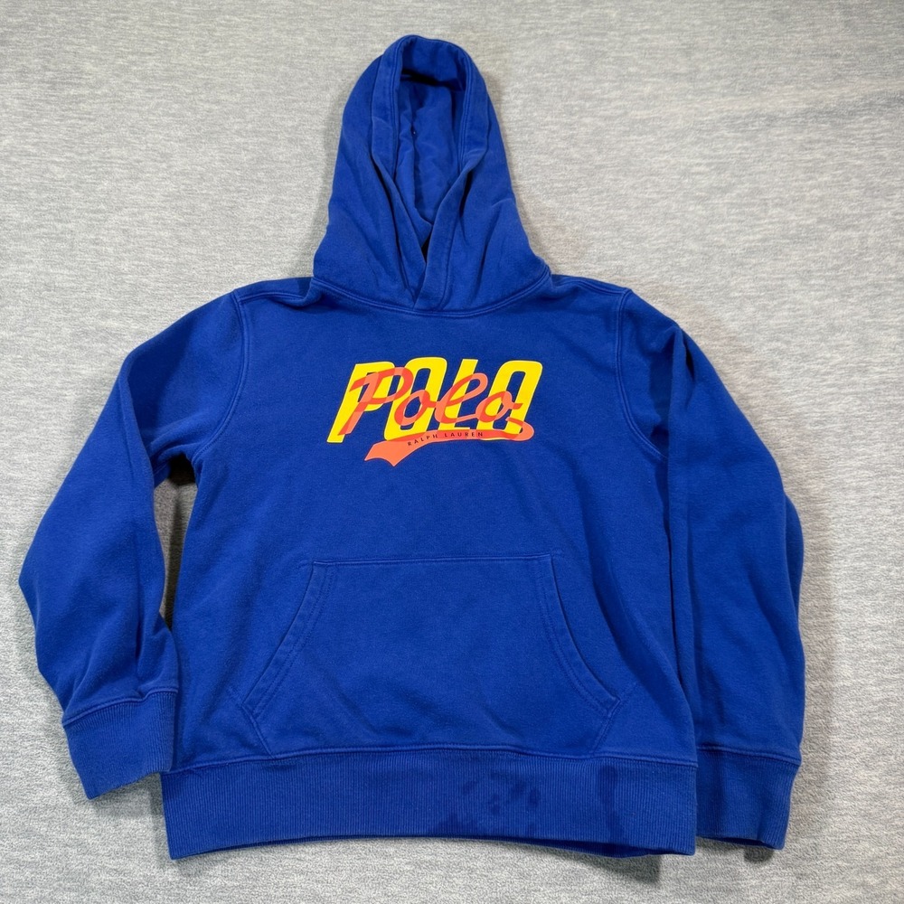 Polo Ralph Lauren Hoodie Youth M 10-12 Blue Pullover Logo Sweatshirt